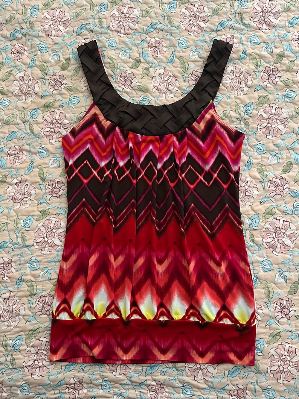 Heart Soul Y2K Boho Chevron Print Braided Women’s Top